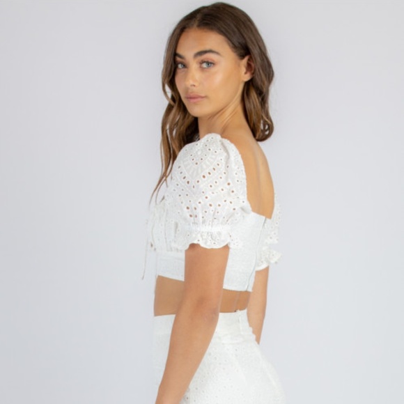 White Embroidered Lace Crop Top - Picture 7 of 7